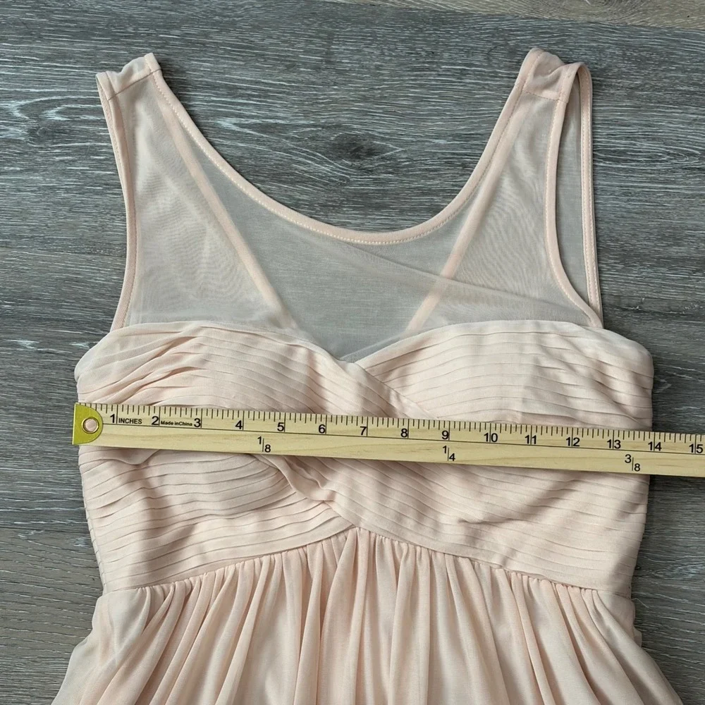 Birdy Grey Womens Blush Pink Pleated Chiffon Mesh Yoke Bridesmaid Dress Small